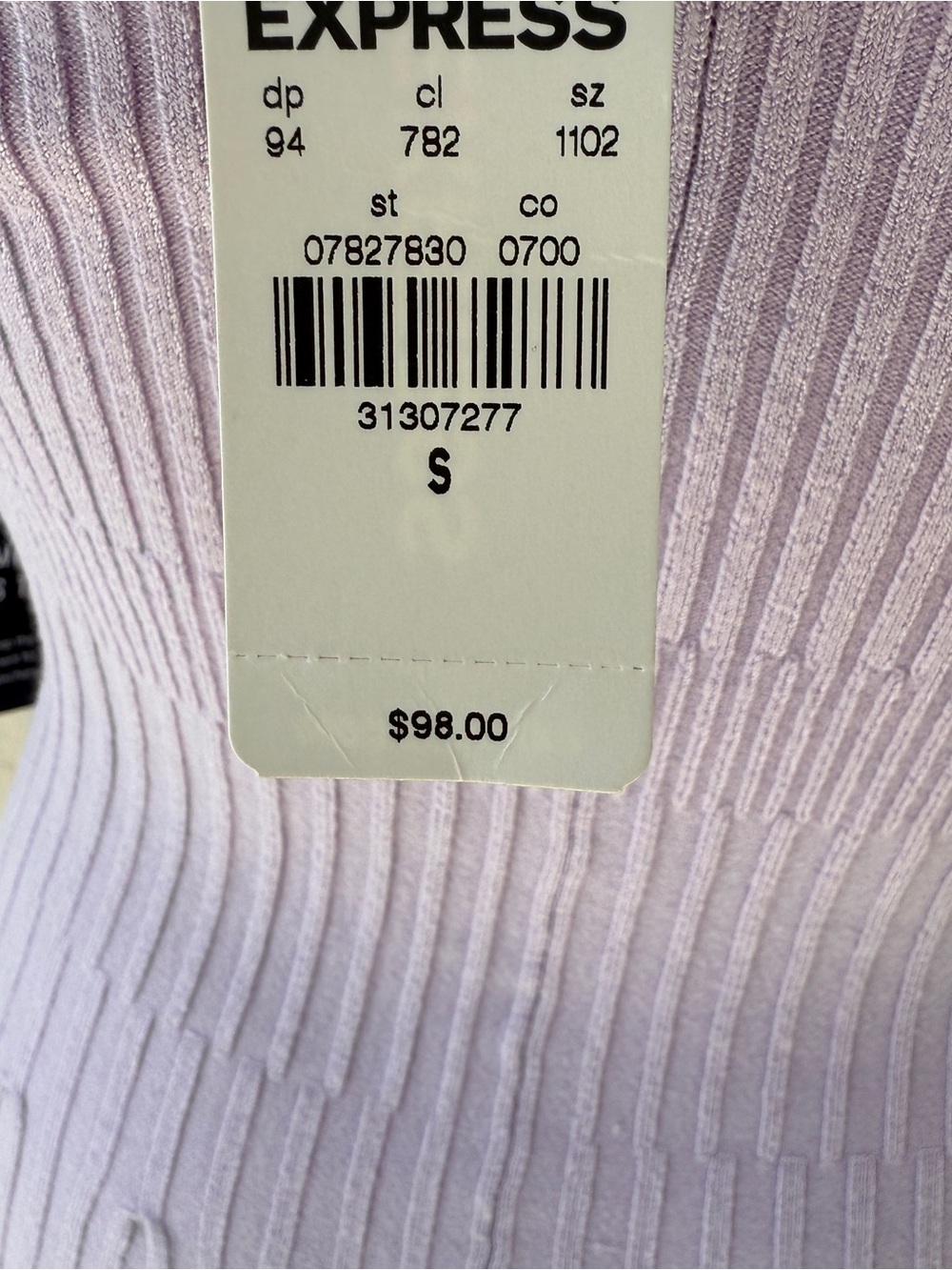 Express Size Small Lavender Ribbed Knit Fit & Flare Mini Dress NWT - Picture 6 of 8
